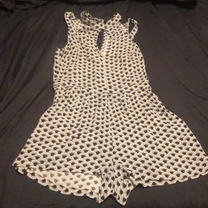 Black and white Romper with open boob cut out